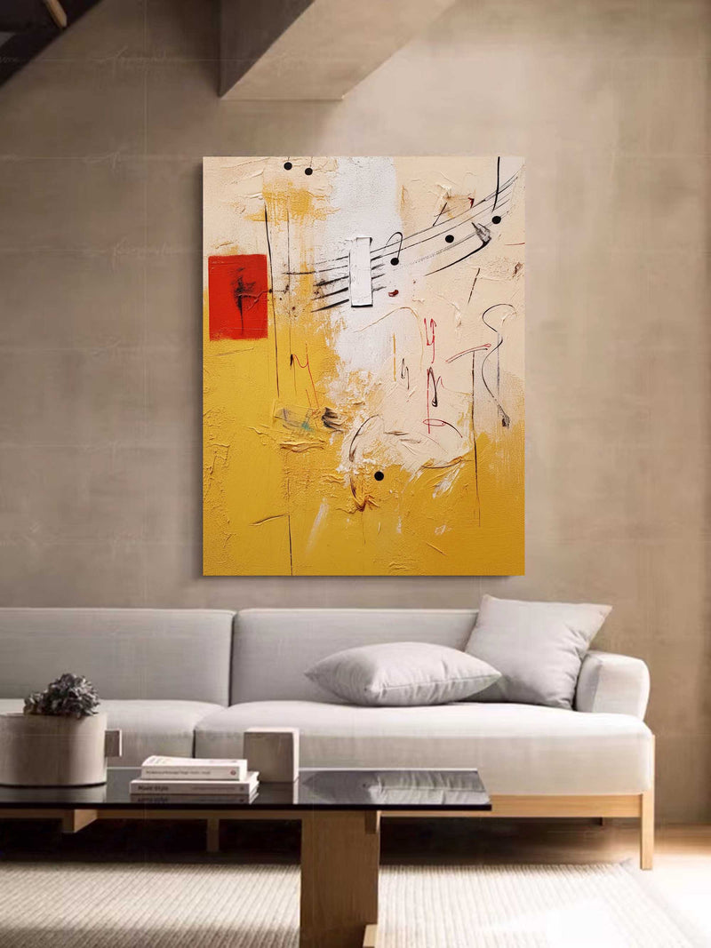 vibrant Modern Textured Oil Painting Canvas Original Graffiti Abstract Wall Art Large Yellow Oil Painting Home Decor Gifts