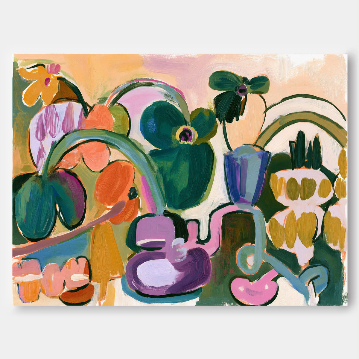 Vibrant Abstract Expressionism Art With Warm Tones And Fluid Shapes