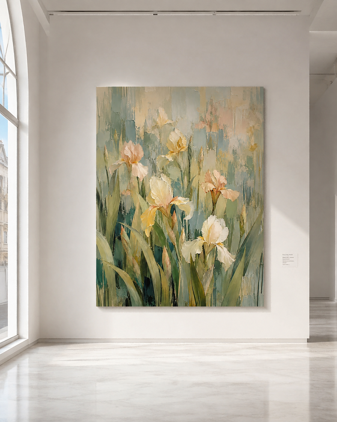 Abstract Champagne Iris Flower Canvas Painting Hand-Painted Wall Art Modern Impasto Abstract Art With Warm Beige Tones Original Canvas