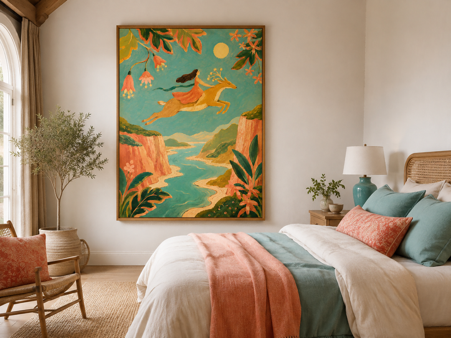 Whimsical Canyon River Wall Art For Bohemian Living Room