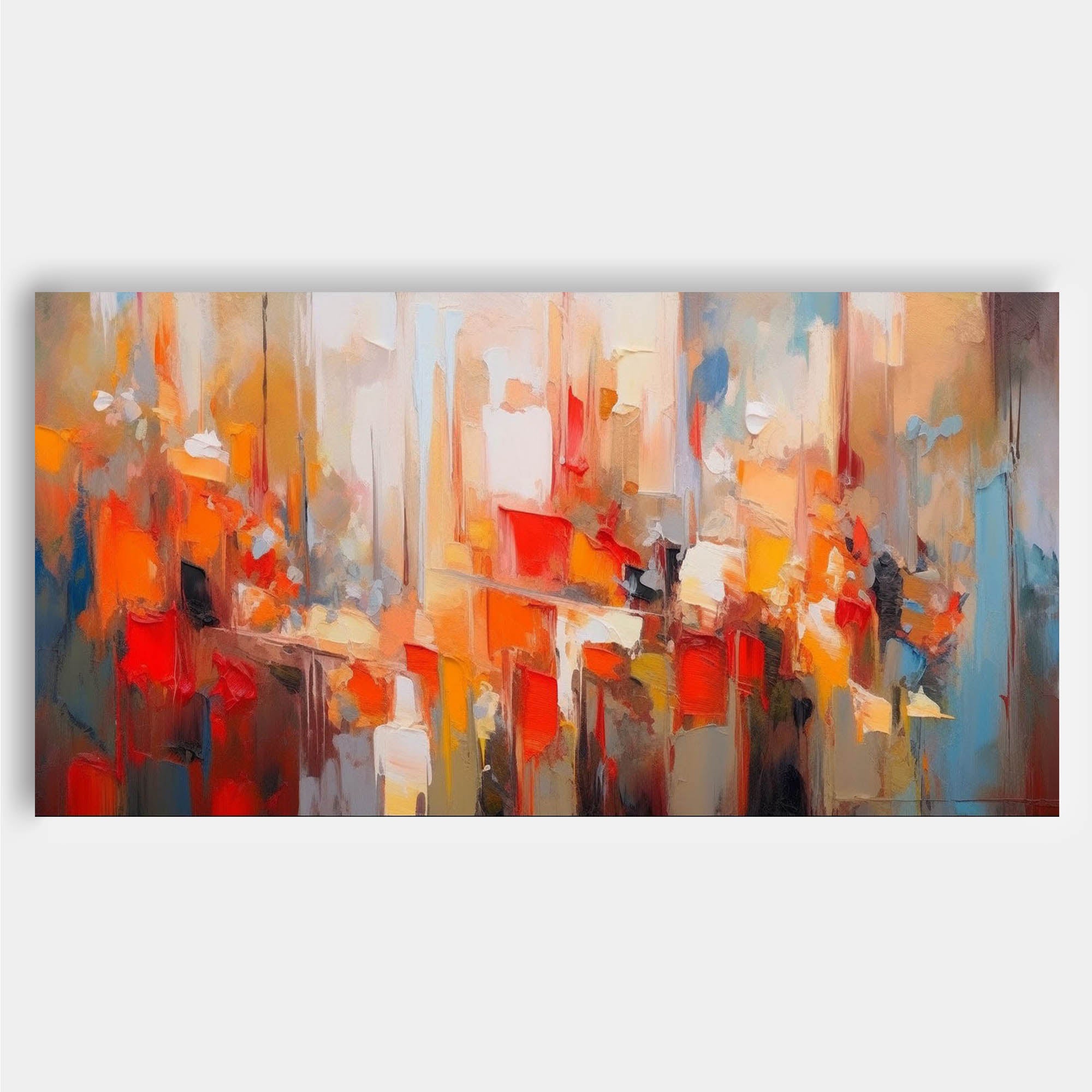 Textured Original Oil Painting On Canvas Bright Colorful Acrylic Painting Large Modern Abstract Urban Living Room Wall Art