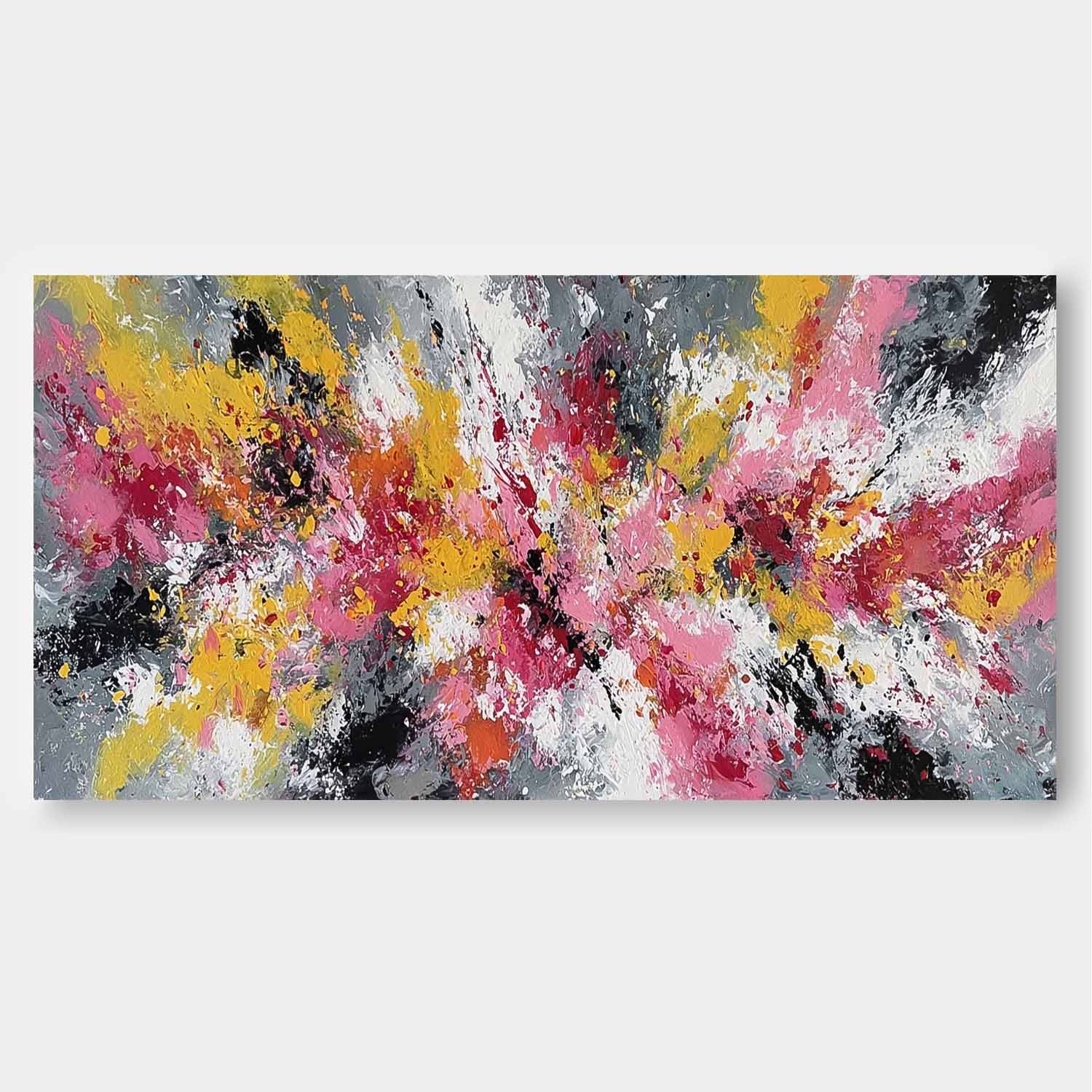 Modern Abstract Canvas Wall Art Vibrant Color Textured Oil Painting  Large Contemporary Expressionist Artwork