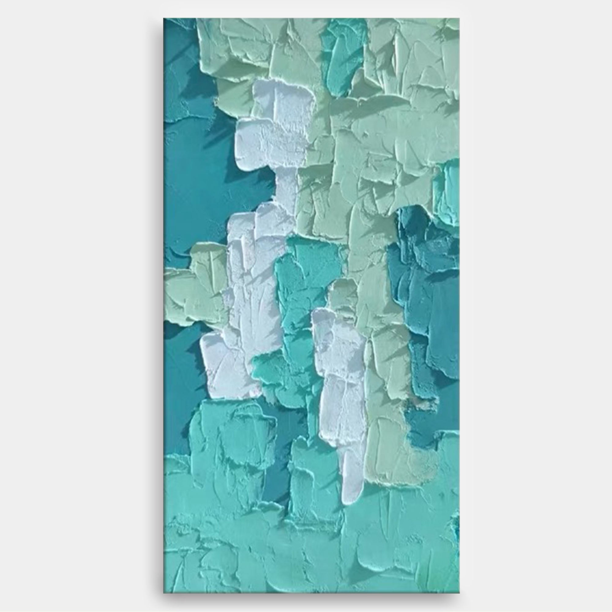 Large Green Blue Block Abstract Oil Painting On Canvas Original Texture Wall Art Painting