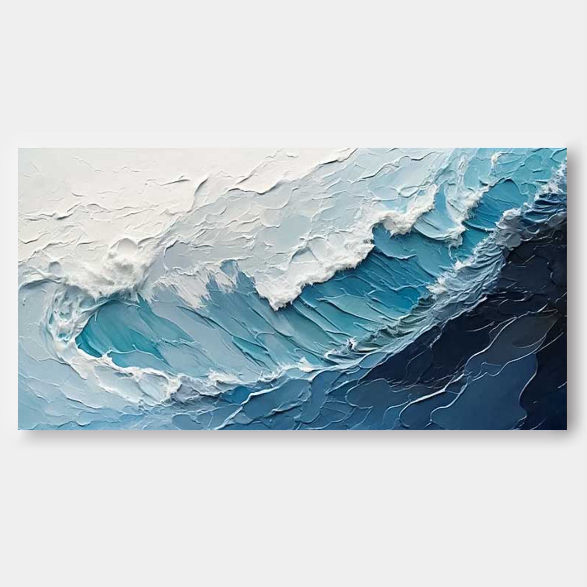 Blue Texture Ocean Abstract Oil Painting Large Ocean Original Blue Painting On Canvas Modern Wall Art Living Room Decor