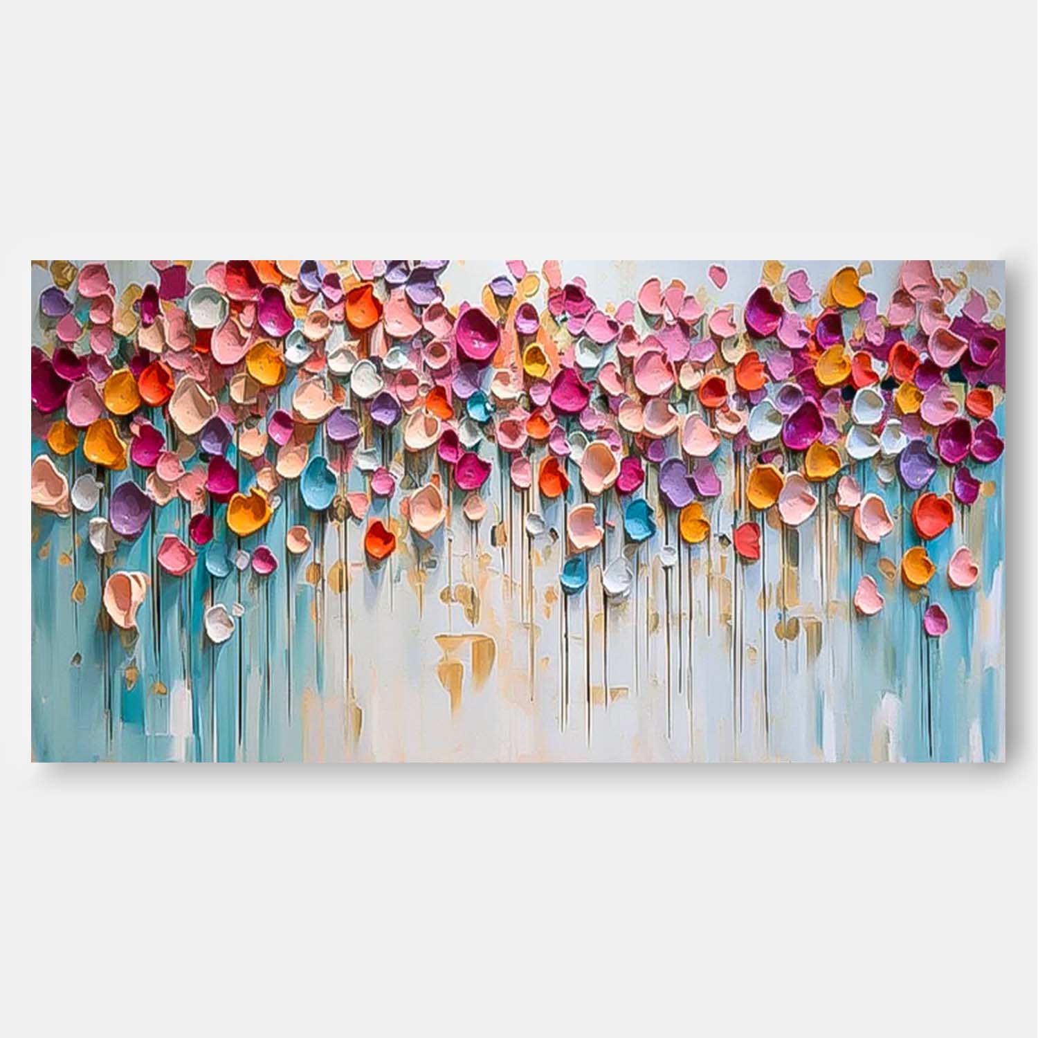 Large Acrylic Colorful Textured Flower picture Original Flowers Wall Art Modern Floral Painting On Canvas