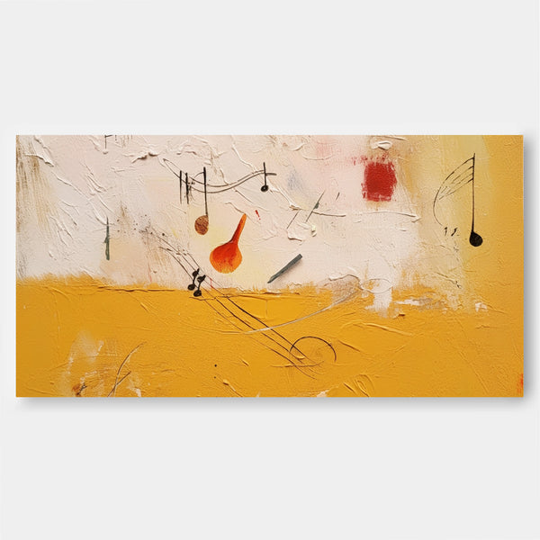 Original Textured Oil Painting On Canvas Vibrant Yellow Acrylic Painting Large Modern Abstract Note Living Room Wall Art