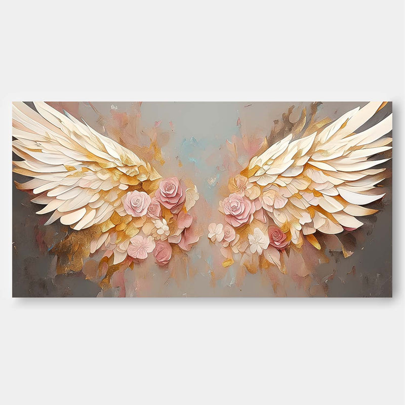 Big Abstract Angel Wing Flowers Oil Painting On Canvas Original Wing Art Boho Wall Decor Modern Wall Art