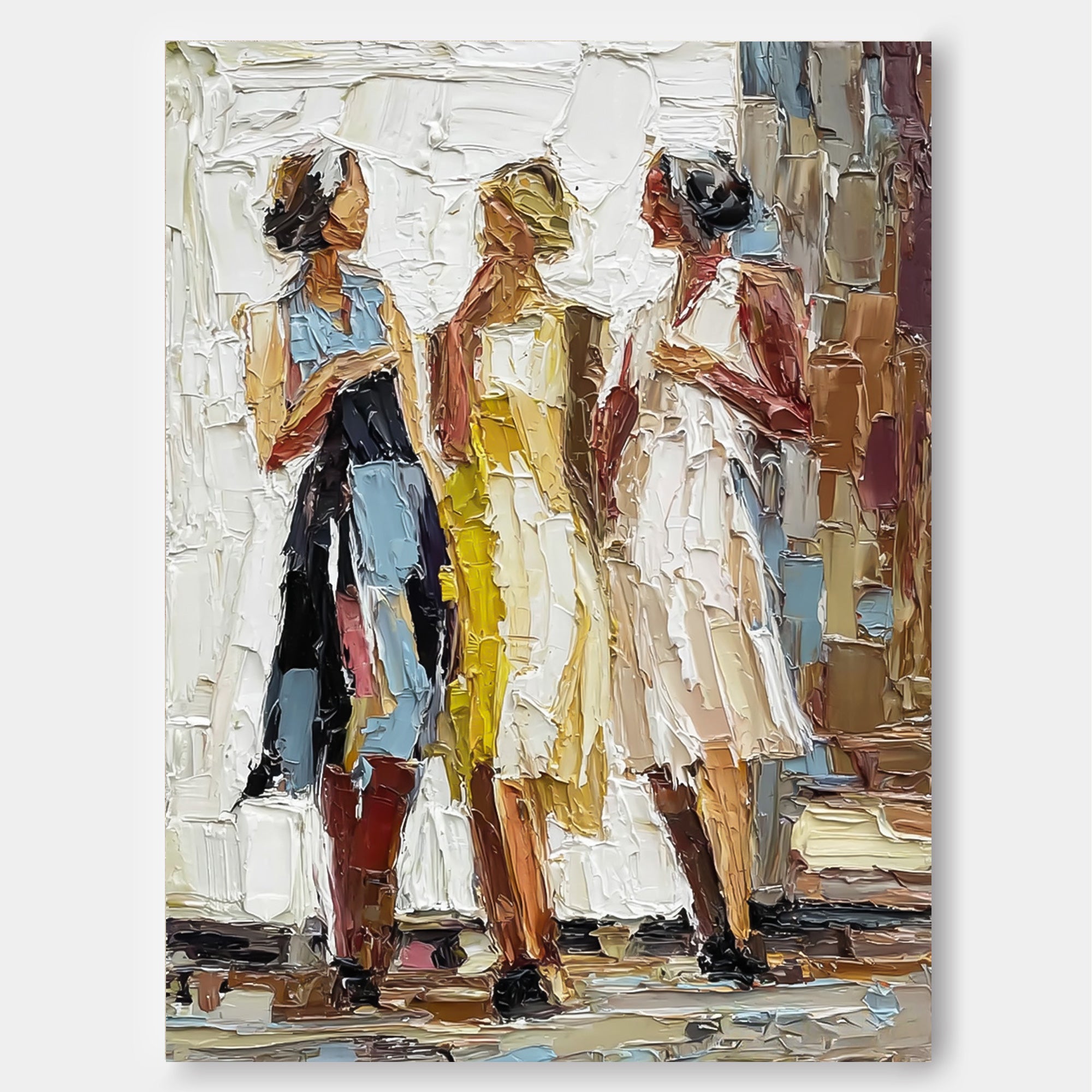 Textured Women Painting With Bold Palette Knife Strokes For Modern Living Room Wall Decor