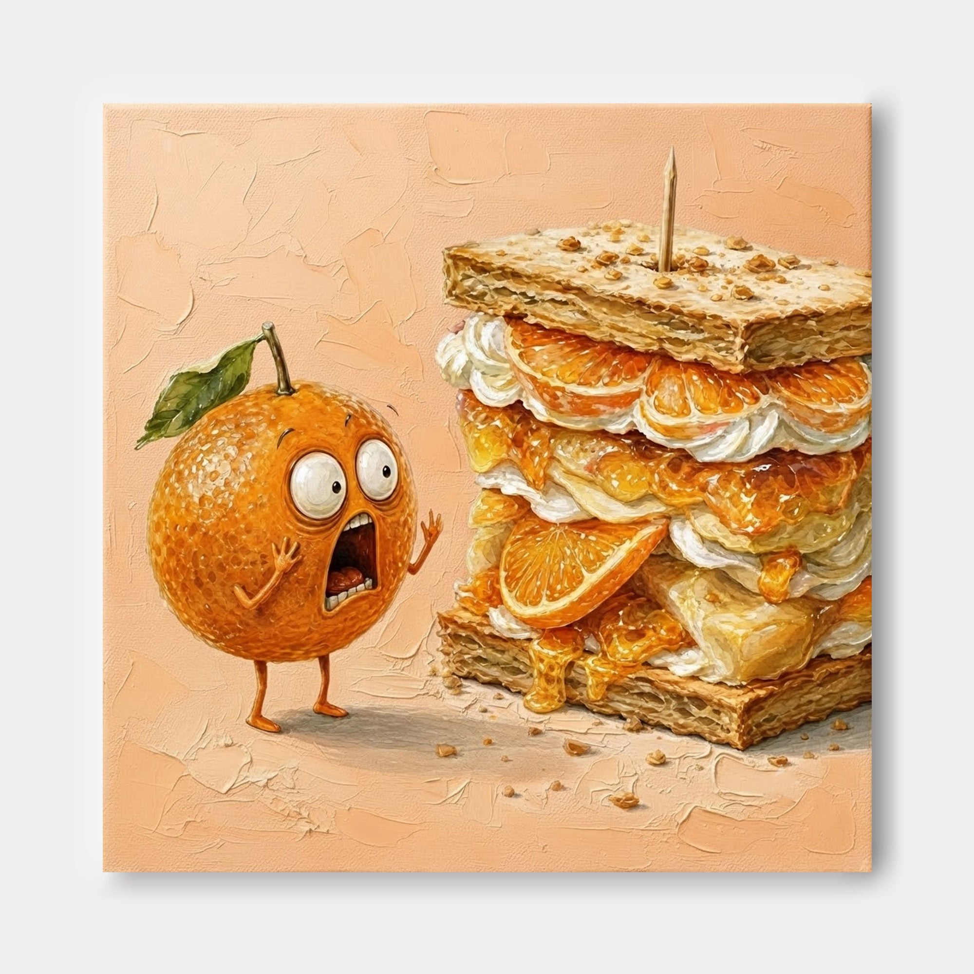 Surreal Pop Art Canvas Featuring Anthropomorphic Fruit And Sweet Treats