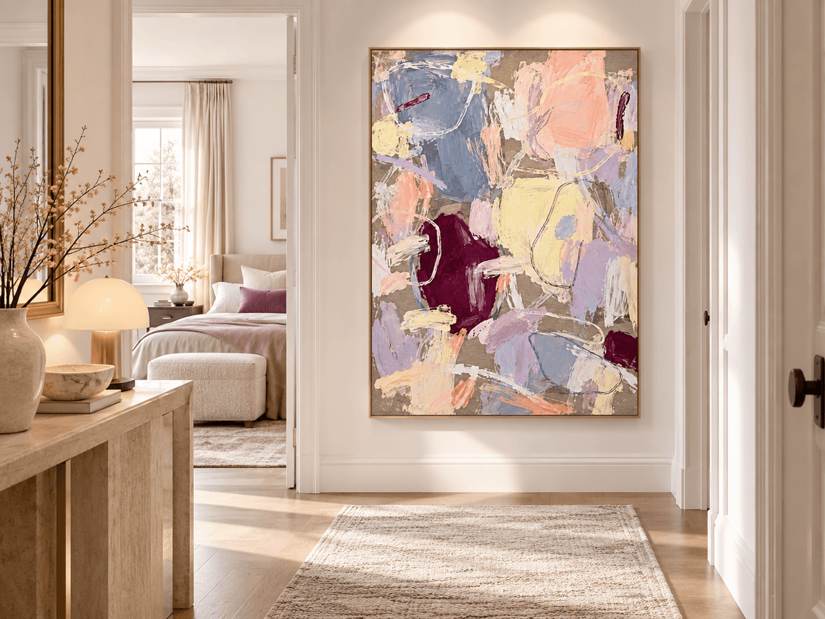Scandinavian Abstract Art With Healing Pastel Colors And Texture