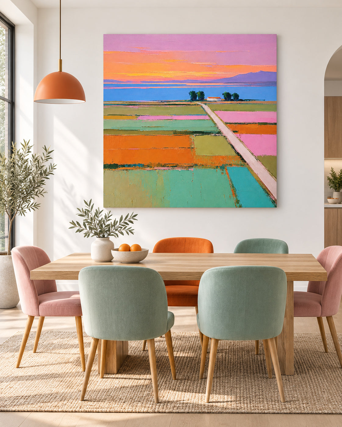 Modern Colorful Wall Art For Living Room And Bedroom Decor With Sunset View