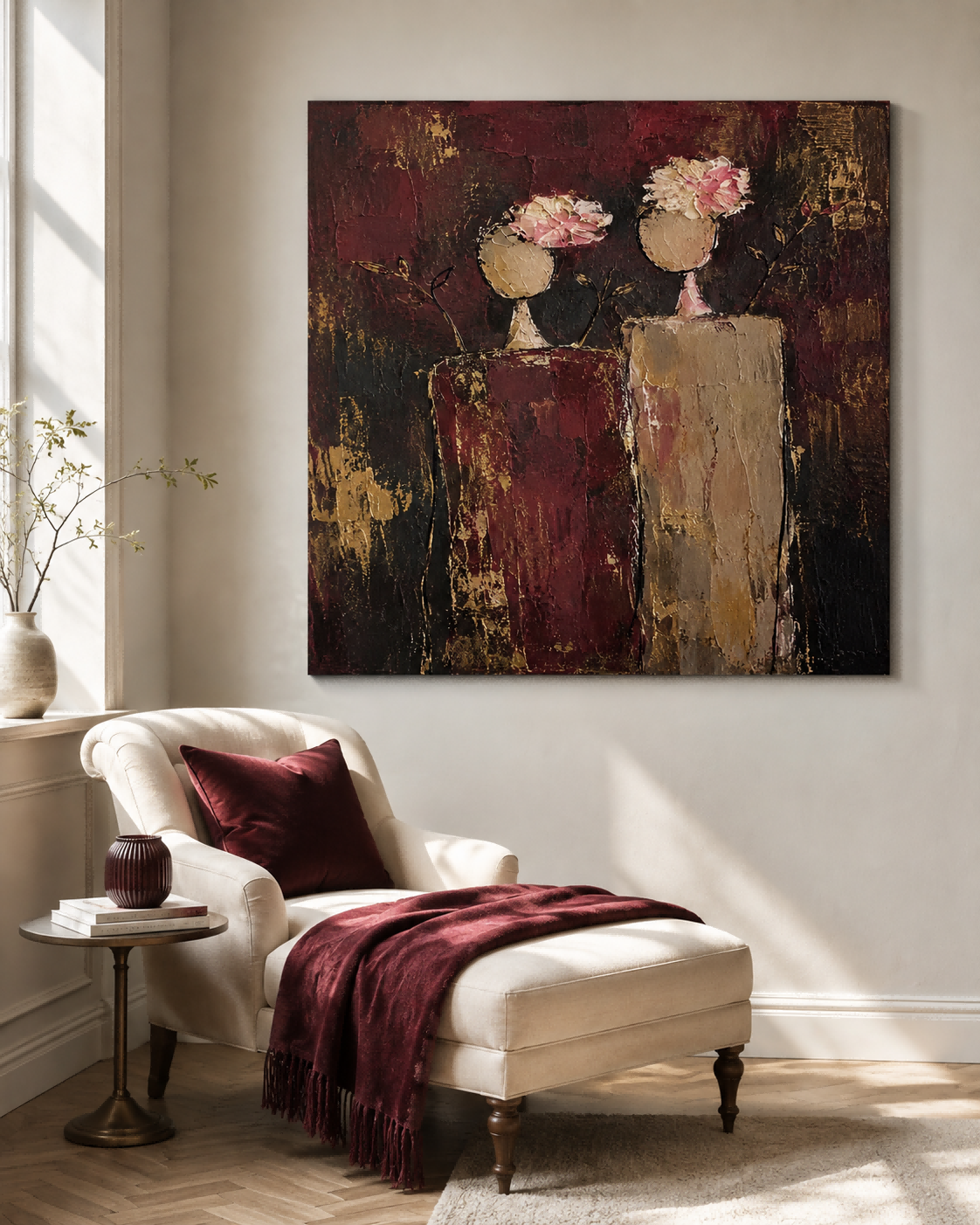 Modern Impasto Abstract Art With Gold Leaf Style Accents