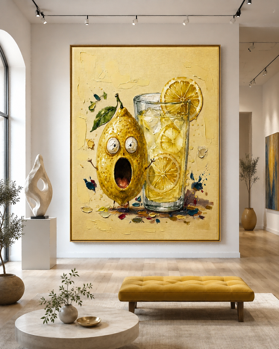 Anthropomorphic Lemon Canvas Art With Fun Character For Unique Wall Decoration