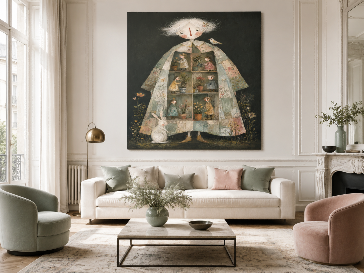 Modern Surrealist Painting With Romantic And Abstract Elements