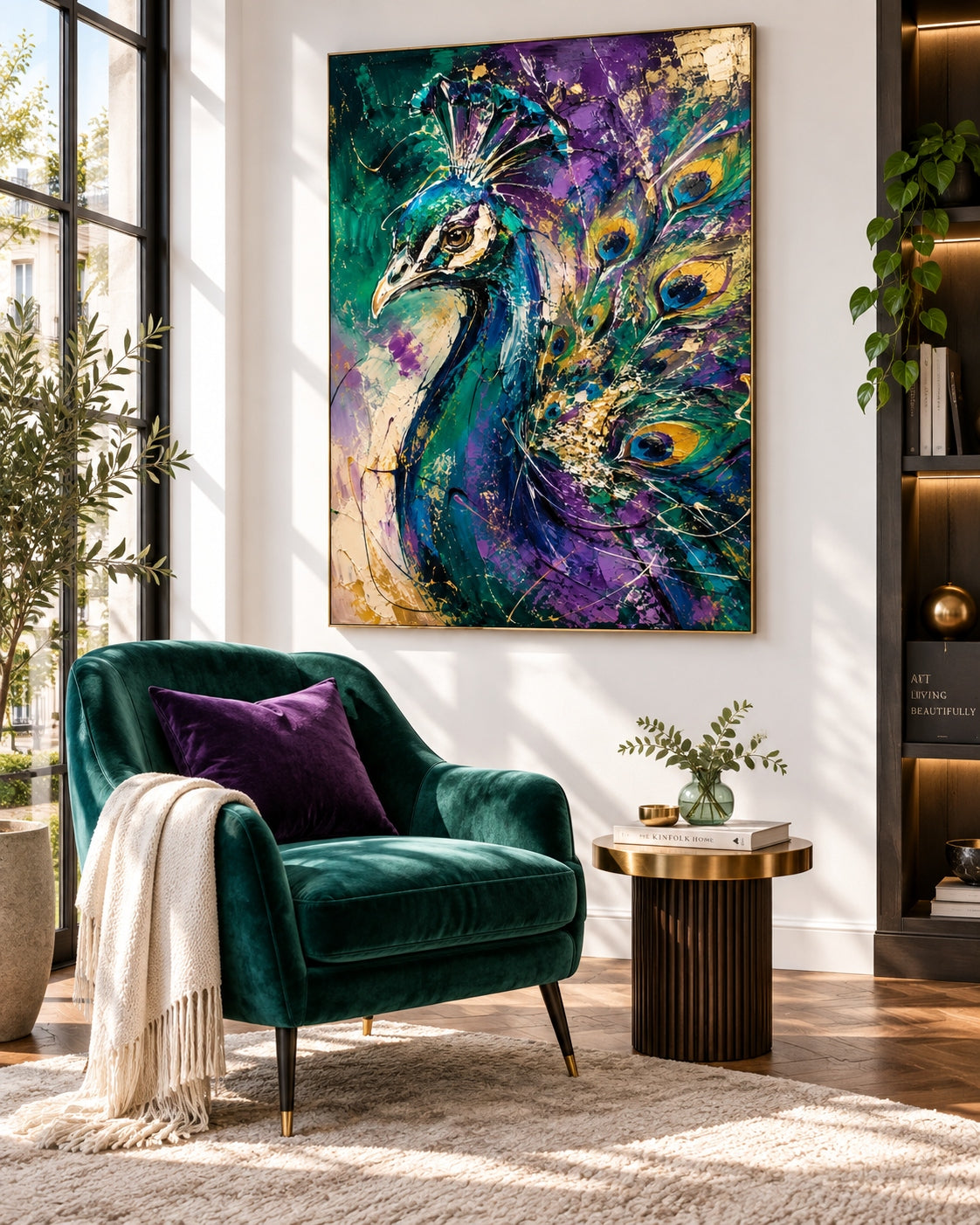 Luxury Peacock Wall Art For Living Room Entryway Modern Gold Accent Decor