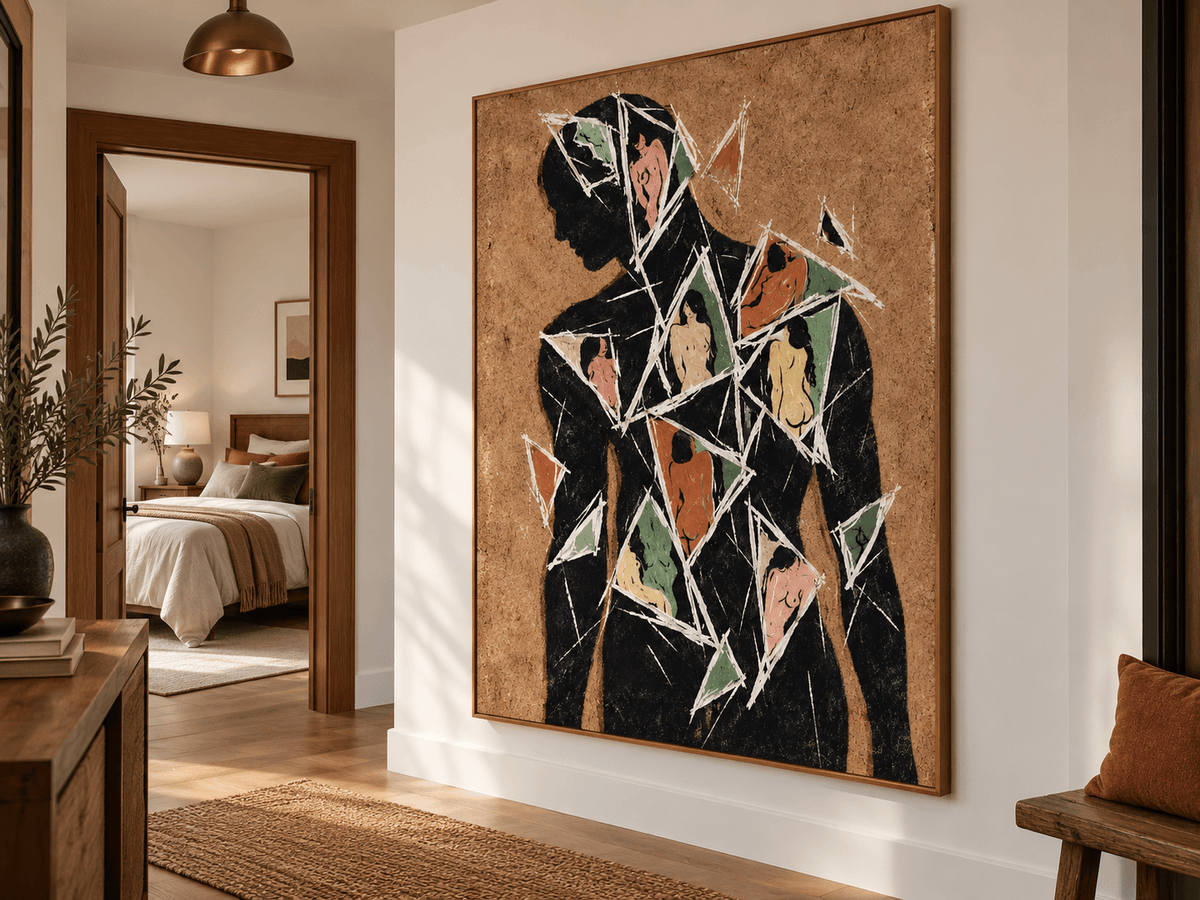 Cubist Style Oil Painting With Textured Earth Tones Original Art