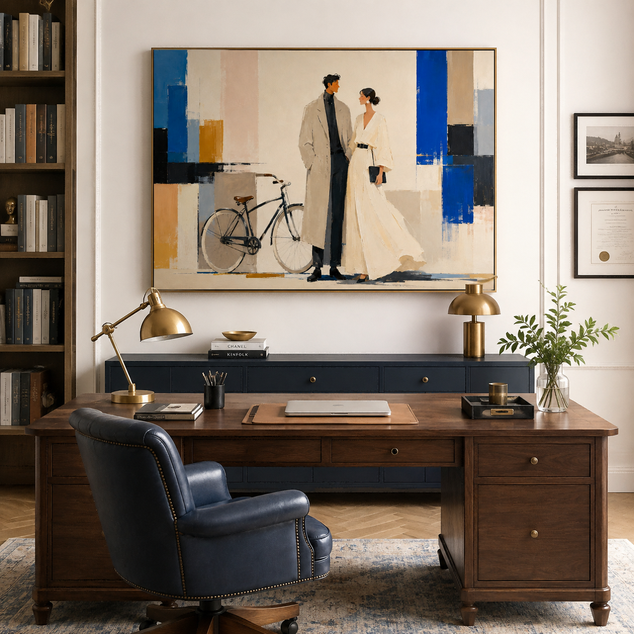 Chic Urban Couple Portrait In Abstract Style Premium Canvas Art For Home Office