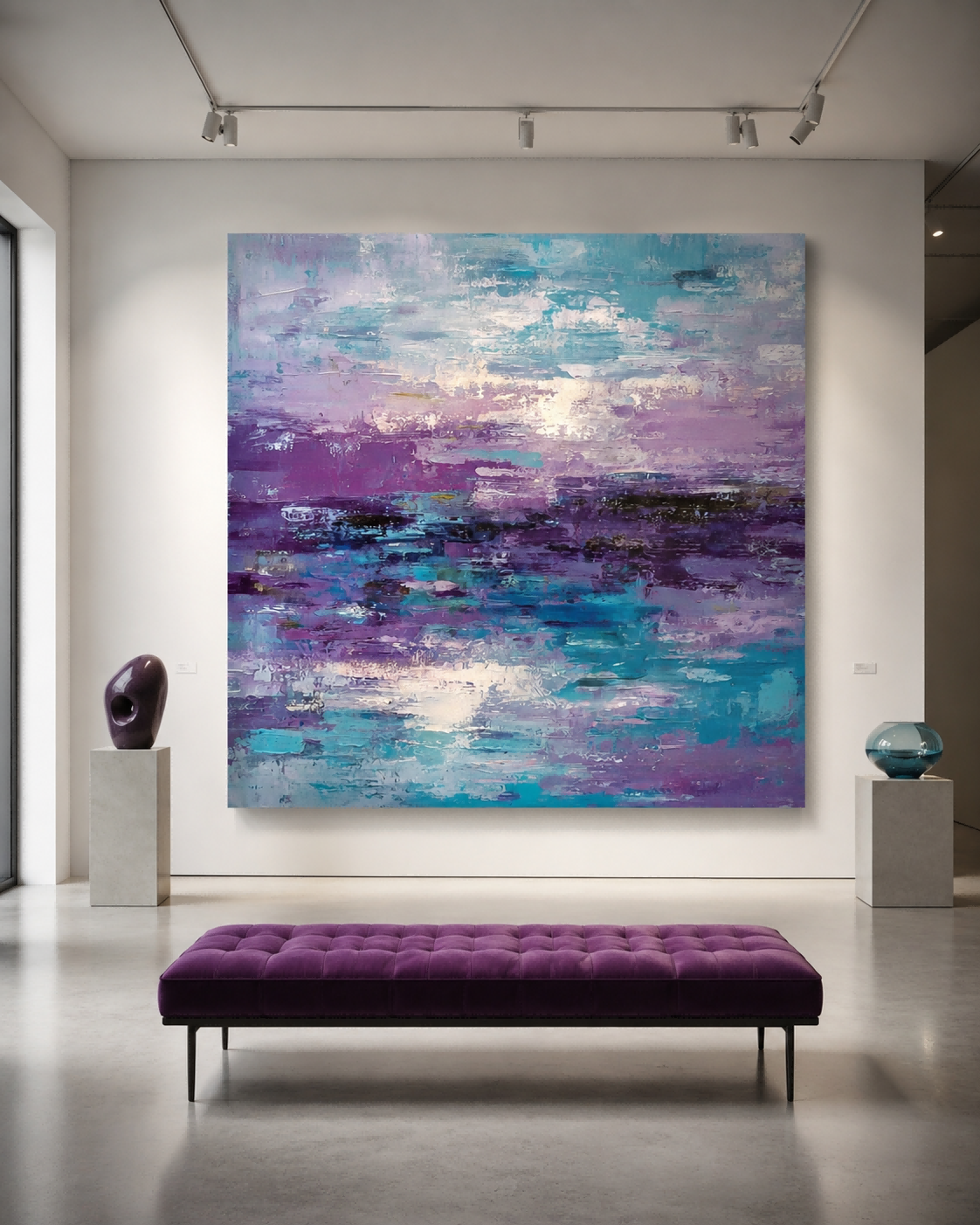 Handmade Textured Oil Painting Abstract Art With Bold Colors And Linen Canvas