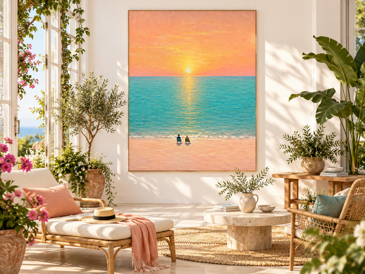 Original Impressionist Style Textured Canvas Painting Of A Healing Seascape