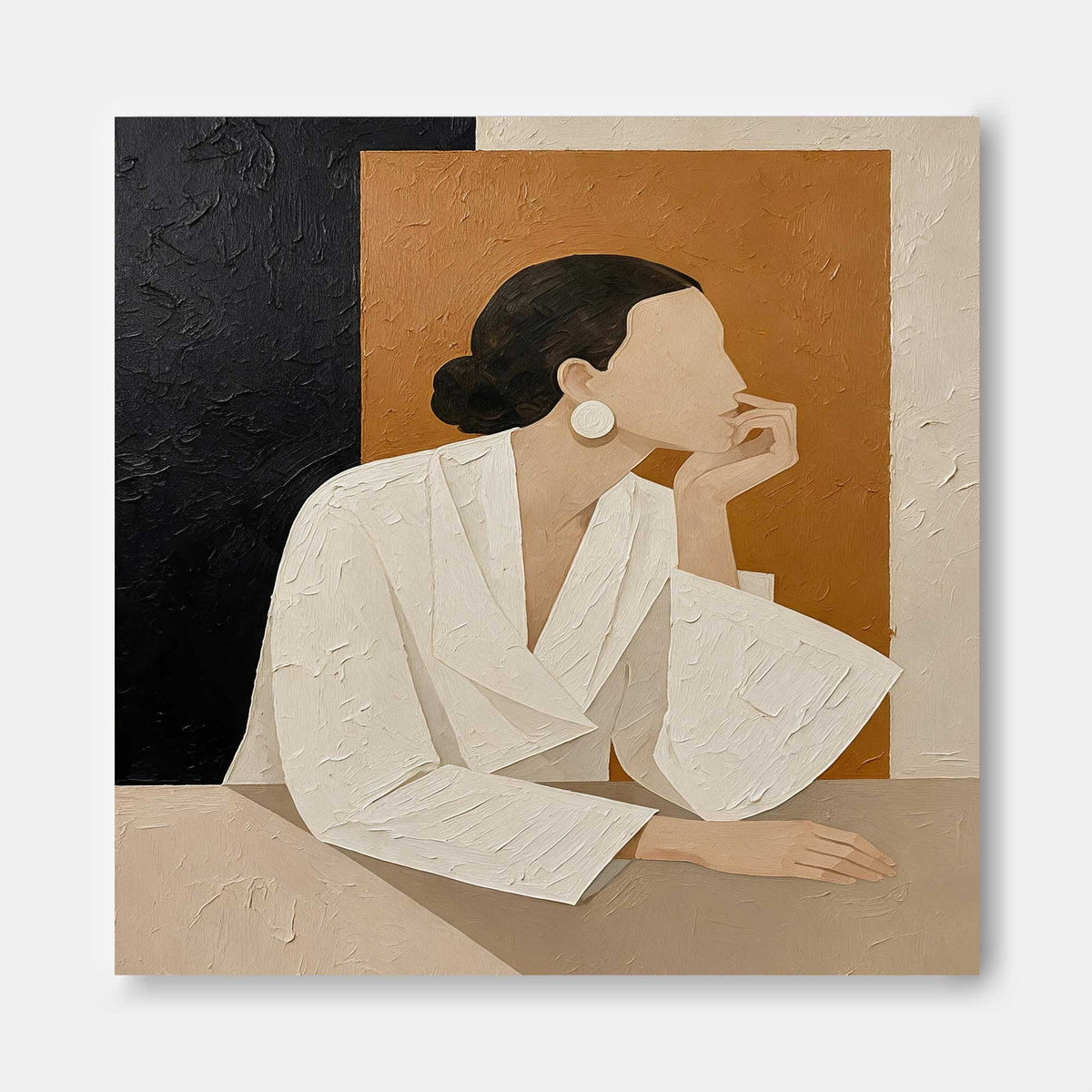 Minimalist Textured Portrait Art Modern Urban Chic Canvas Print