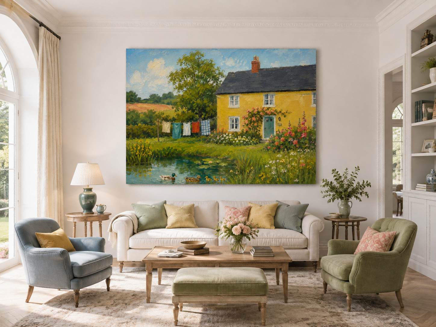Bright Impressionist Style Oil Painting Of Rural Life And Nature