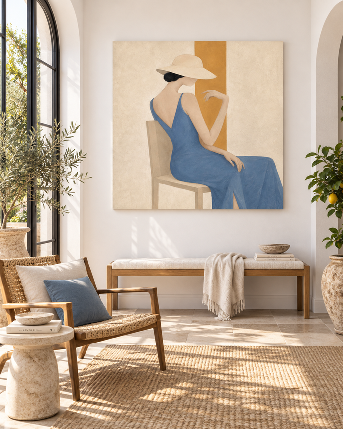 Vintage Modern Minimalist Art With Geometric Forms And Textured Finish