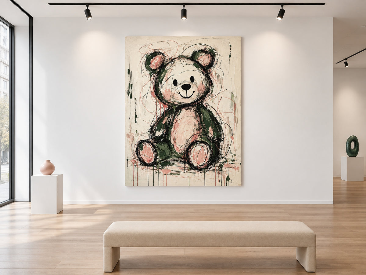 Modern Graffiti Wall Art For Kids Room Nursery With Cute Bear