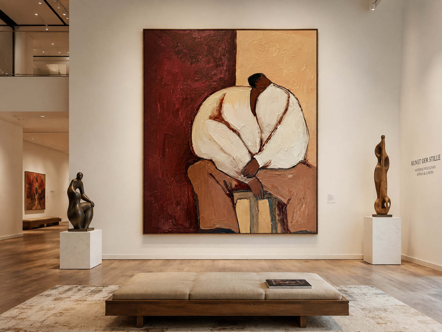 Minimalist People Painting With Vintage Style For Modern Living Room Decor