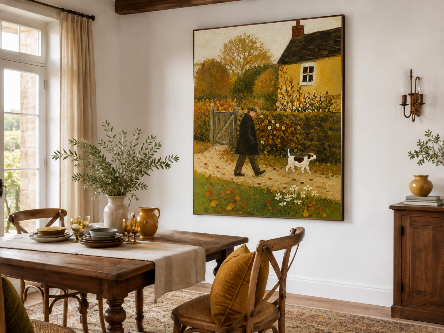 Cozy Autumn Landscape Wall Art For Rustic Living Room Decor