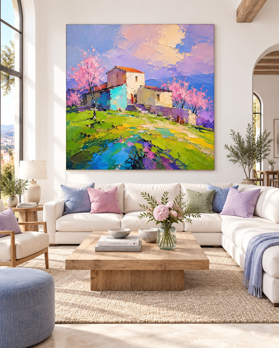 Modern Impressionist Floral Landscape Oil Painting On Canvas