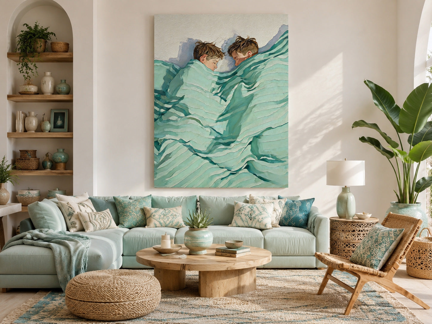 Healing Brotherly Love Art Original Oil Painting For Modern Home Decor