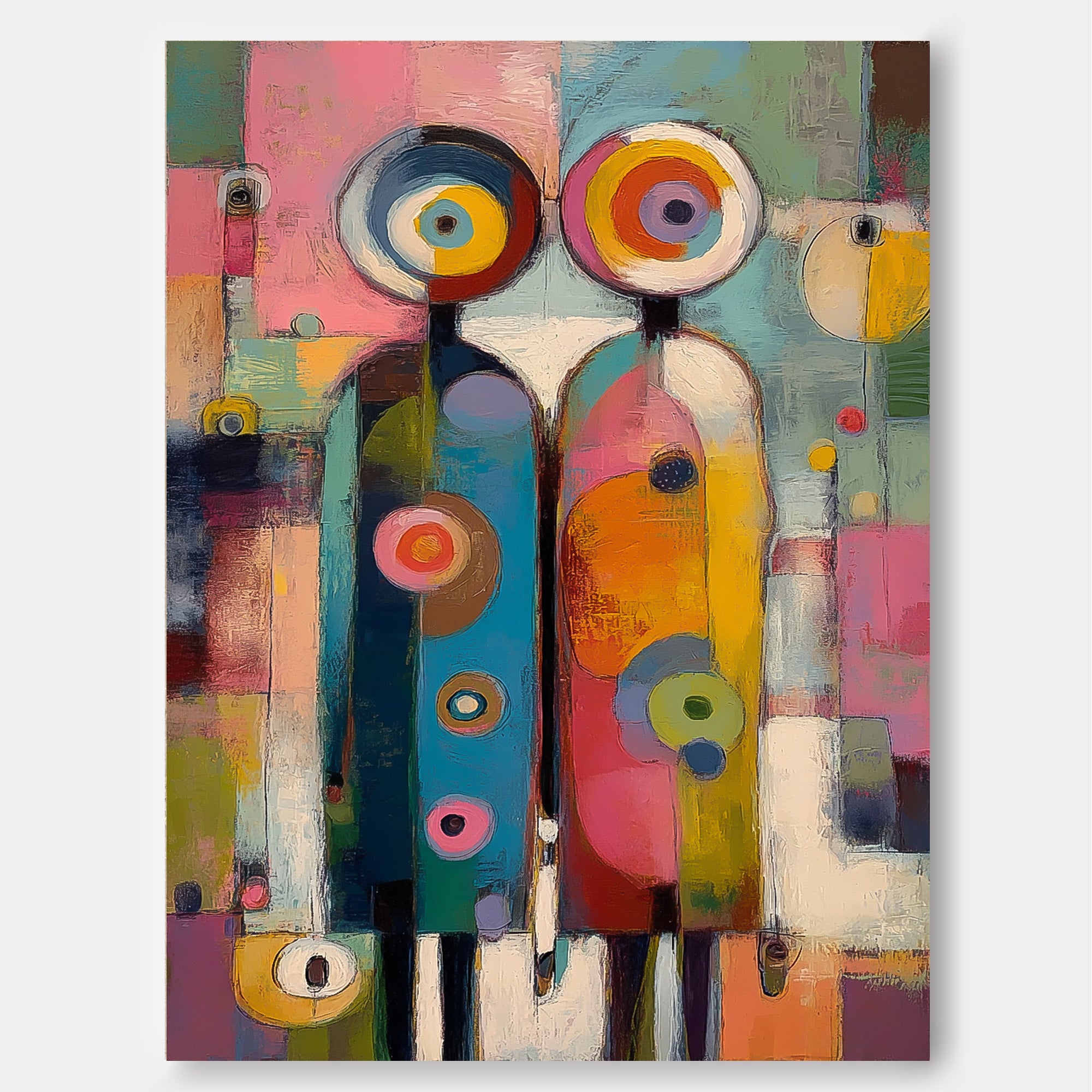 Playful Abstract Figures Art For Eclectic Lounge And Playroom Walls