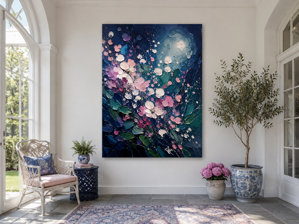 Romantic Moonlight Flower Wall Art For Bedroom And Living Room Decor Romantic Moonlight Flower Wall Art For Bedroom And Living Room Decor