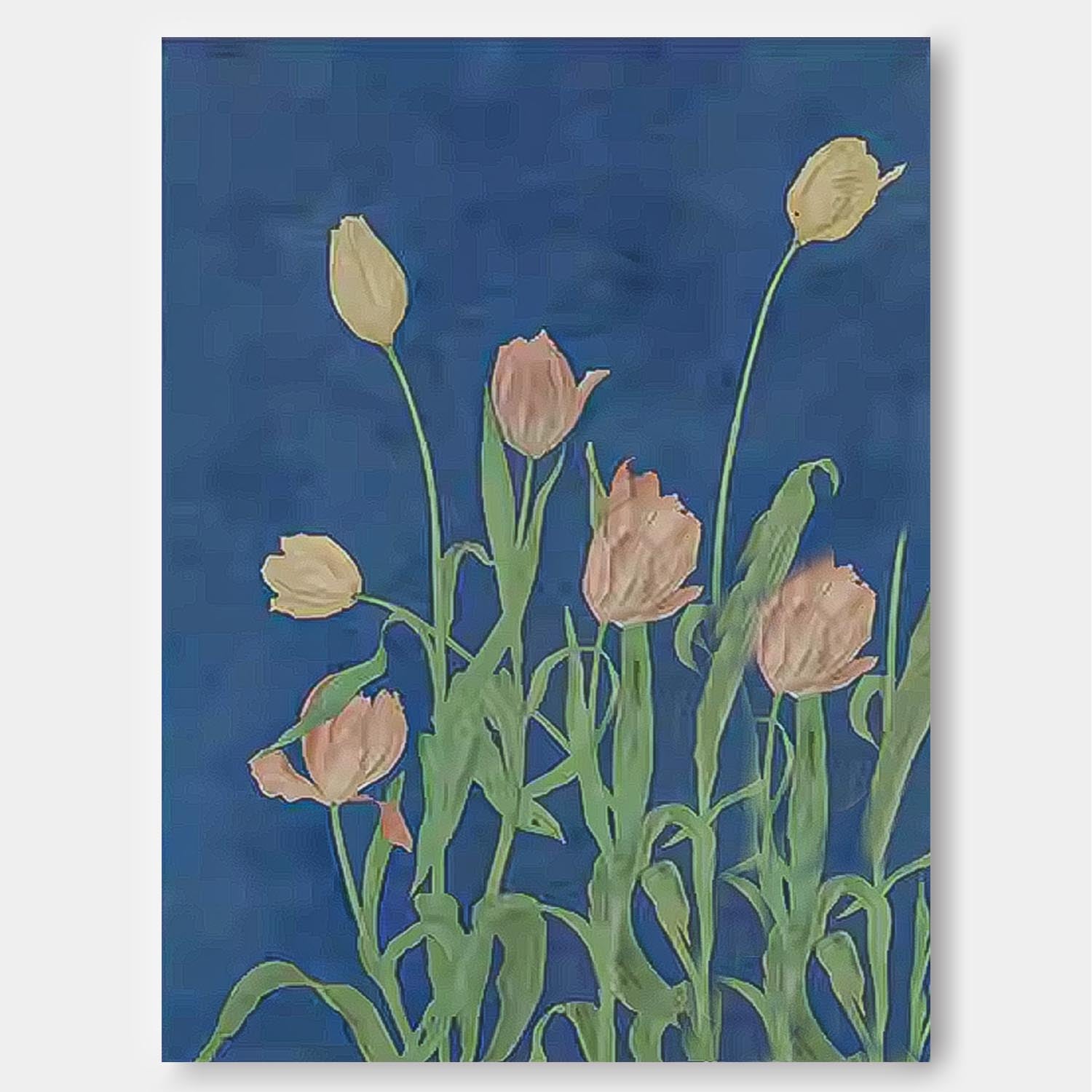 Colorful Tulip Flower Oil Painting on Canvas Big Original Flowers Artwork Framed contemporary Wall Art