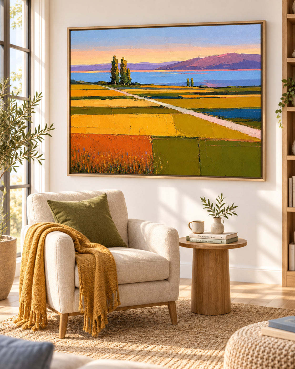 Impressionist Style Textured Canvas Painting Vibrant Autumn Colors Decor