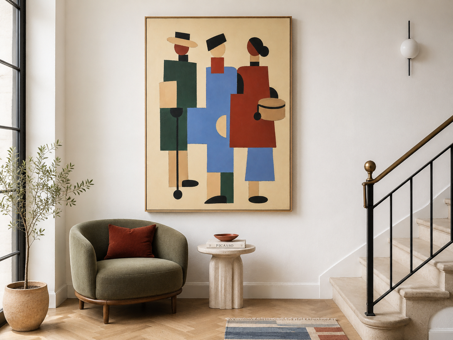 Minimalist Geometric Oil Painting In Modernist Style