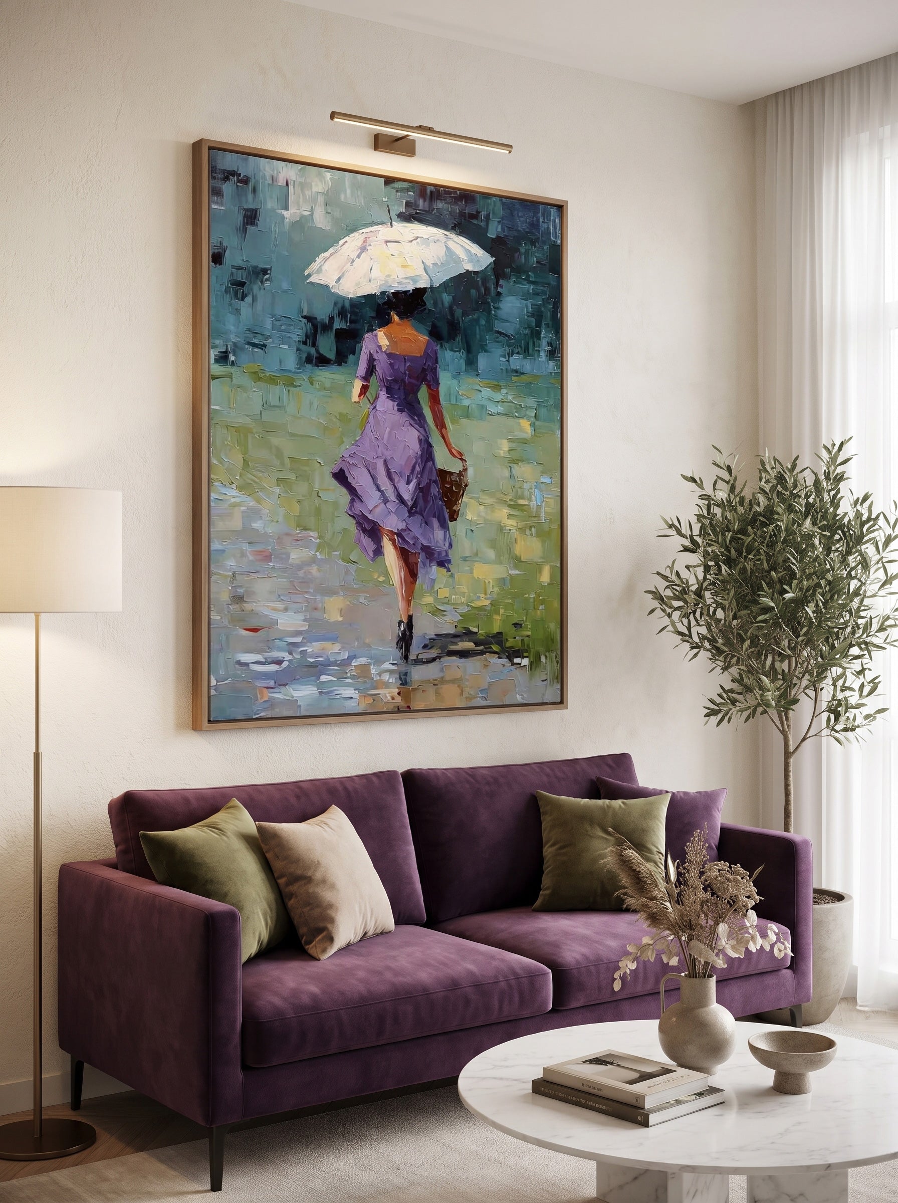 Modern Abstract People Art Vertical Canvas With Textured Brushstrokes For Hallway