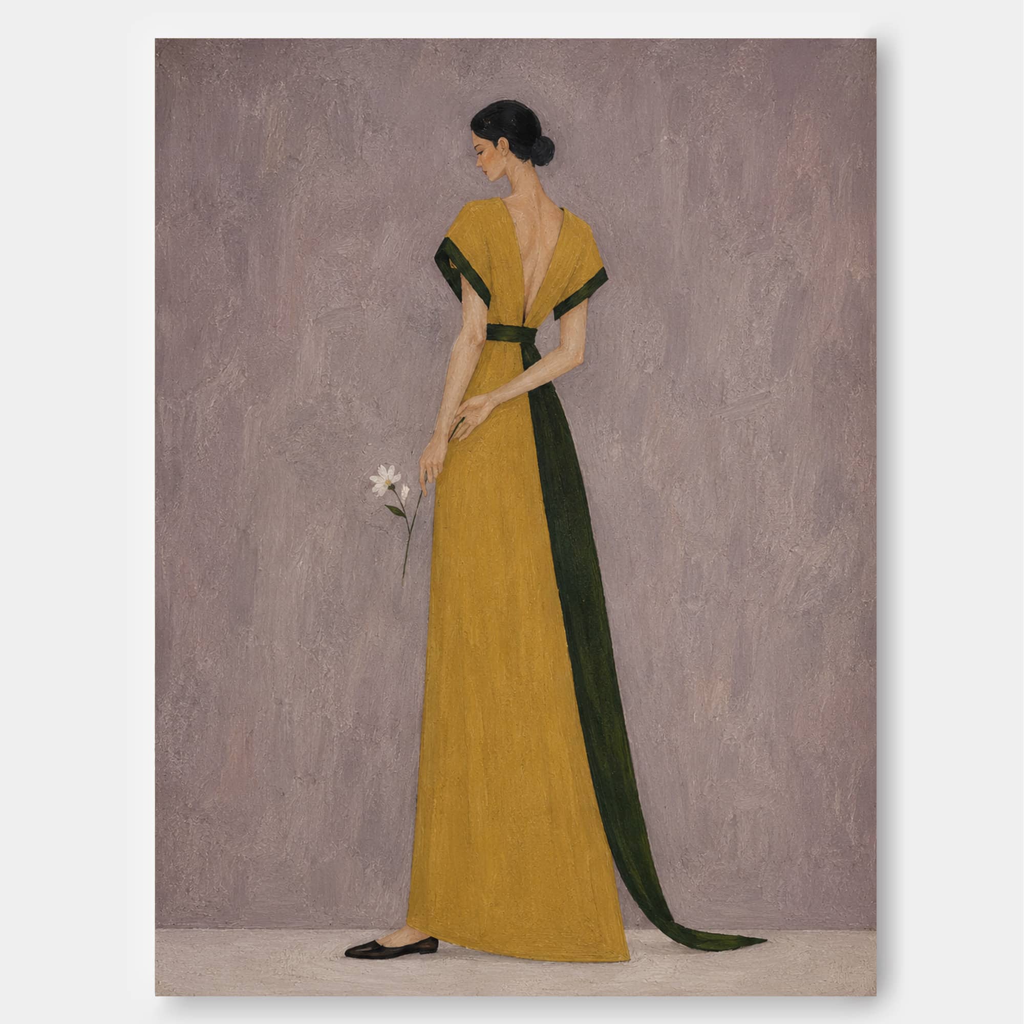 Modern Living Room Wall Art Elegant Lady In Yellow Gown