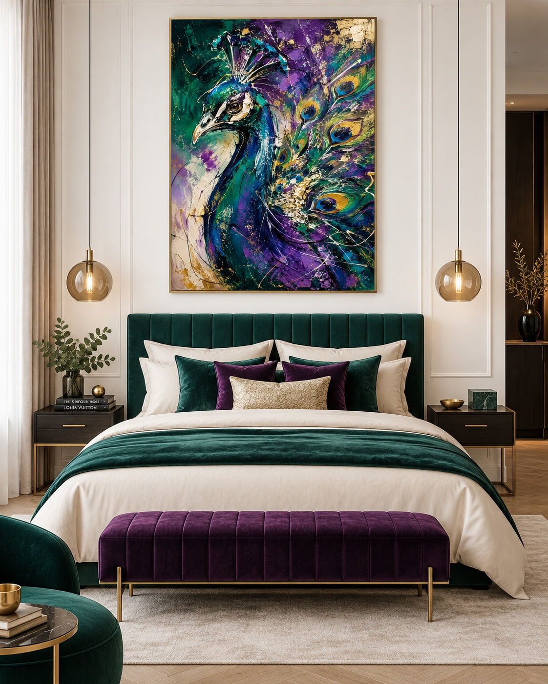 Luxury Peacock Wall Art For Living Room Entryway Modern Gold Accent Decor