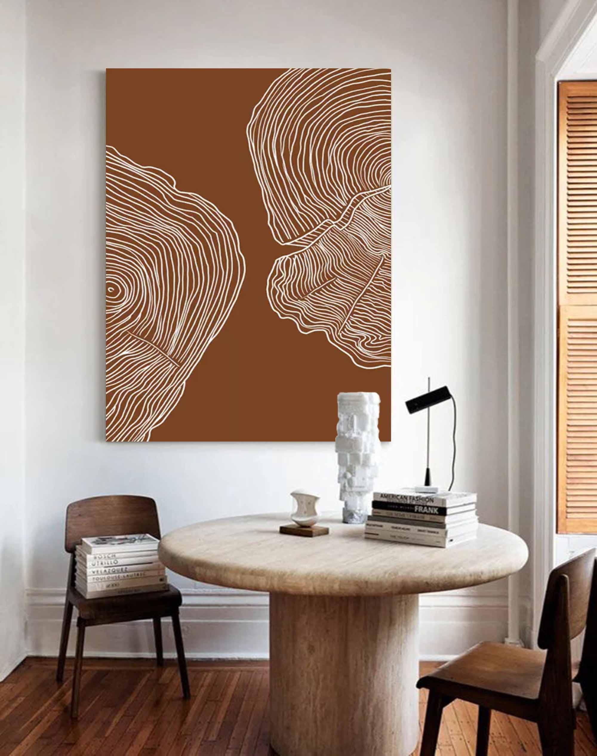 Brown Modern Wall Art Large Original Graffiti Petal Texture Abstract Oil Painting On Canvas For Living Room