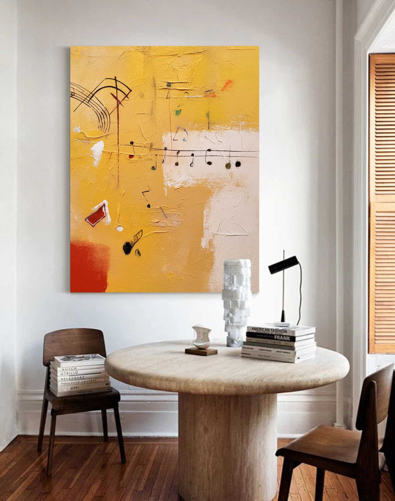 Large Modern Abstract Wall Art Original Oil Painting Canvas warm Yellow Oil Painting for Home Decor
