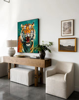 Modern Green Background Abstract Tiger Canvas Oil Painting Original Tiger Canvas Wall Art Large Animal Artwork Living Room Office