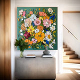Original Three-Dimensional Floral Wall Art Large Textured Floral Acrylic Painting Contemporary Home Decor