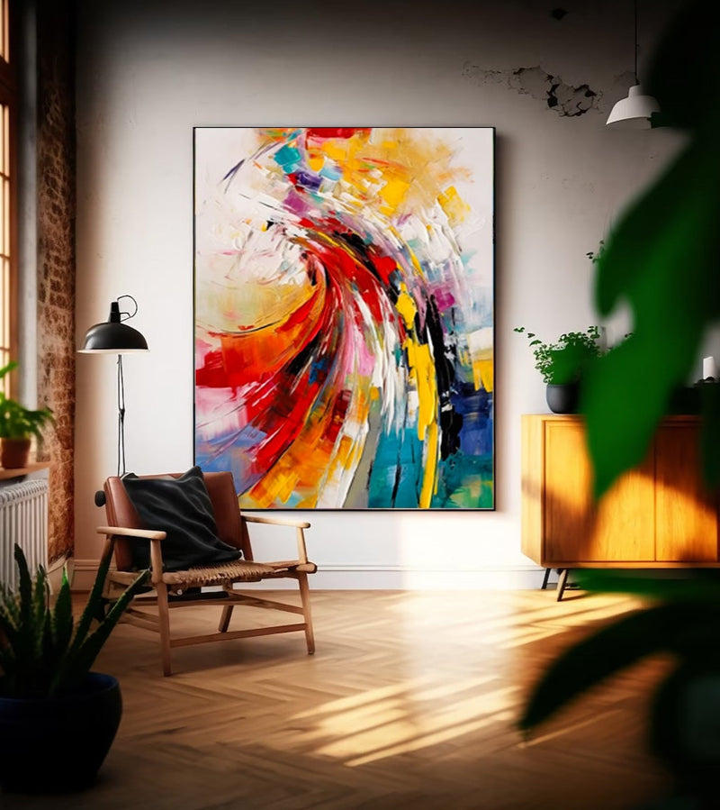 Modern Texture Wall Art Bright colors Abstract Oil Painting On Canvas Large Original Painting For Living Room
