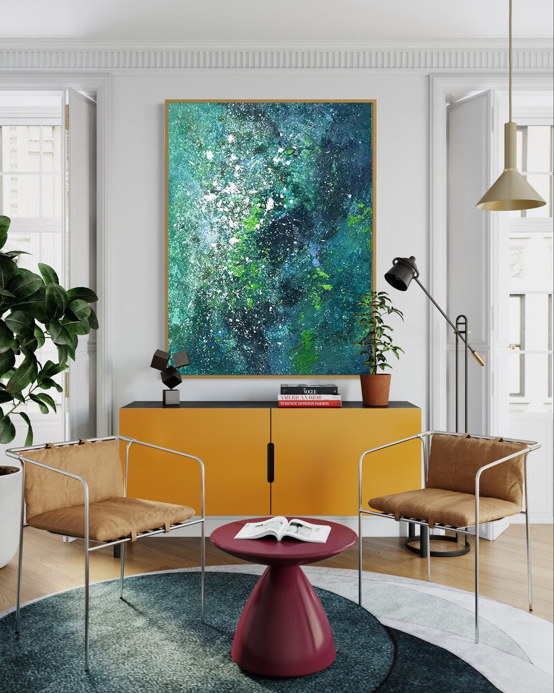 Bright Green Abstract Oil Painting On Canvas Modern Texture Wall Art Large Original Painting For Living Room