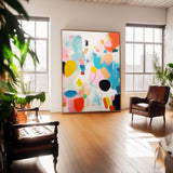 Vibrant Color Acrylic Painting Large Modern Abstract Musical Notes Wall Art Original Oil Painting on Canvas for Home Decor Gift