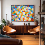 Bright Colorful Large Abstract Oil Painting Modern Geometric Acrylic Painting Original Wall Art Home Decoration