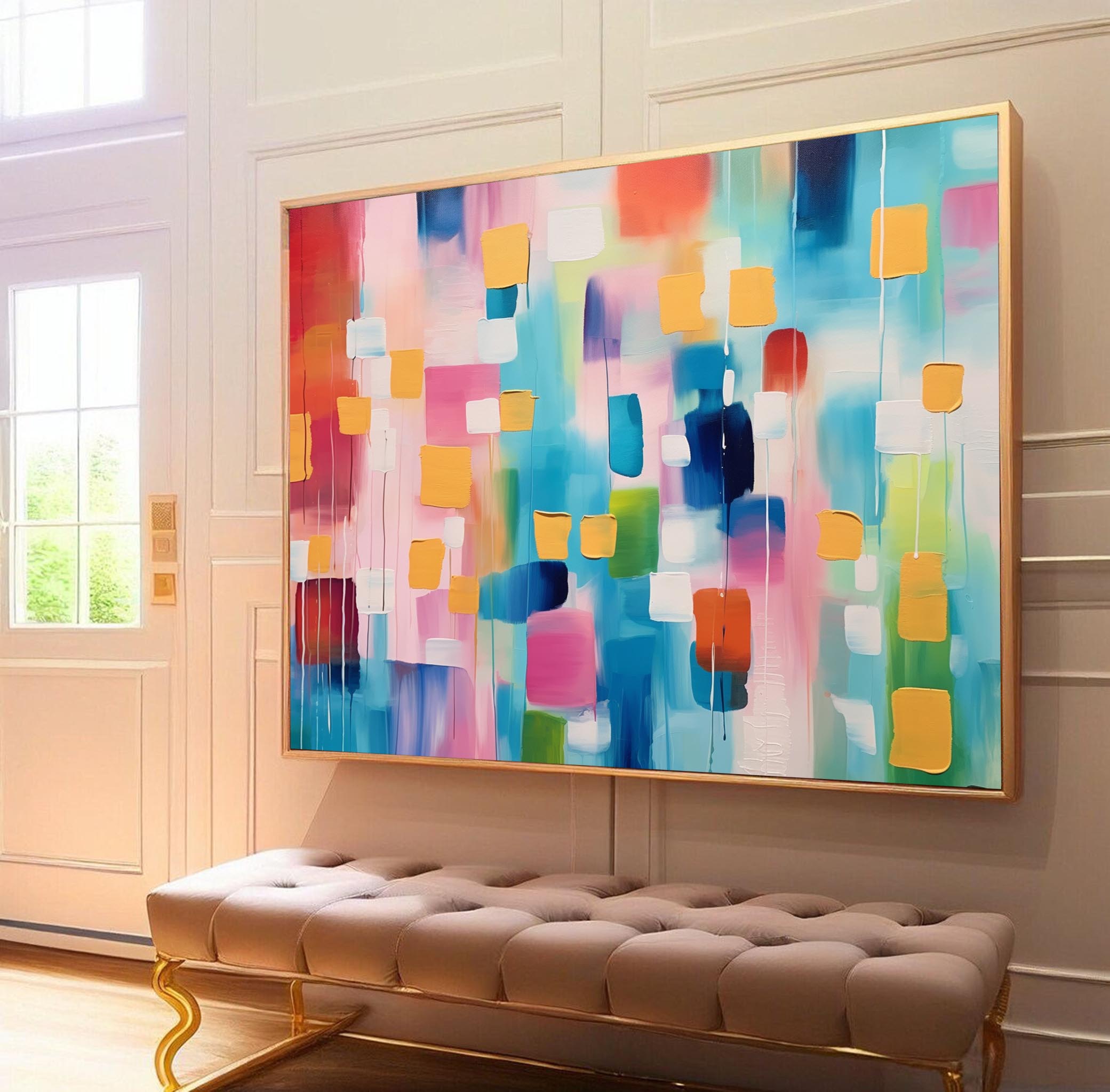 Vibrant Colorful Large Wall Art Original Abstract Oil Painting On Canvas Modern Oil Painting Living Room Decoration