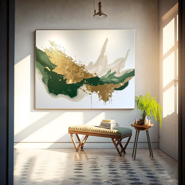 Green Large Original Abstract Gold Wall Art Abstract Paintings Online Contemporary Artwork For Living Room