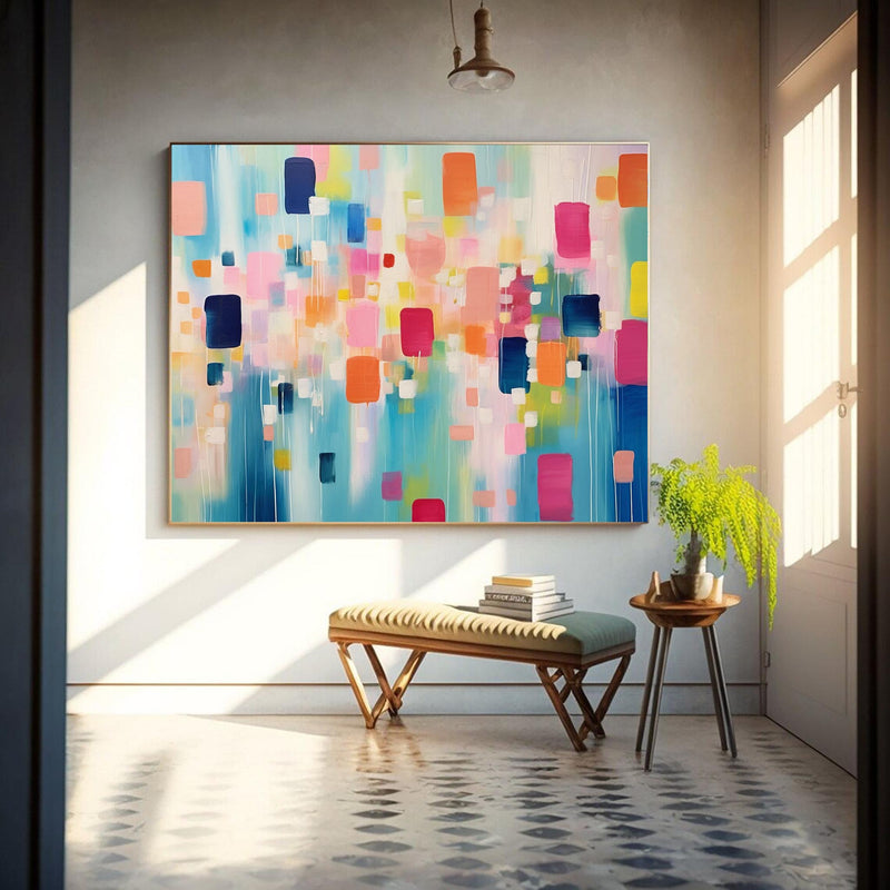 Original Abstract Oil Painting On Canvas Vibrant Colorful Large Wall Art Modern Oil Painting Living Room Decoration